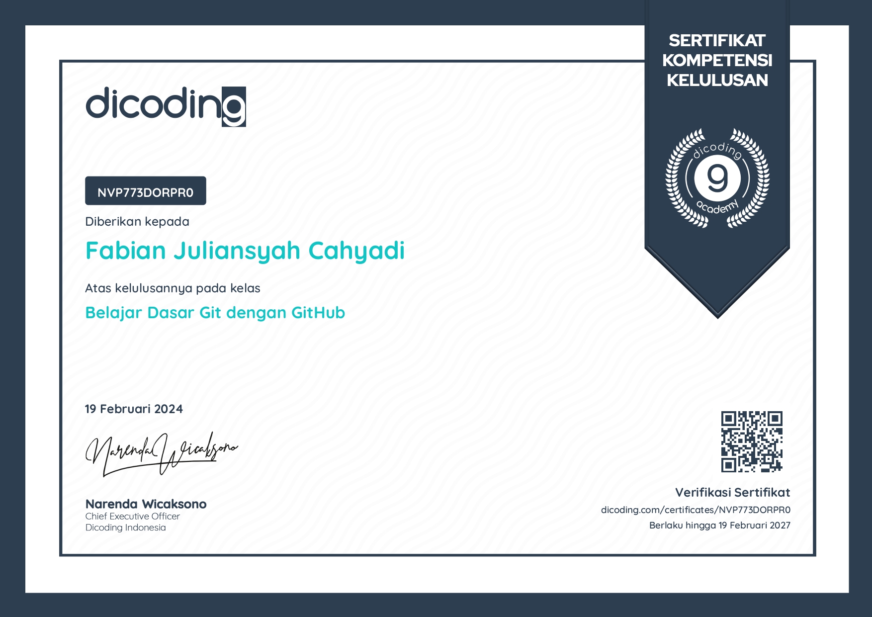 Sertifikat Coding Studio Git